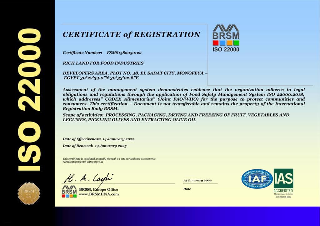 ISO 22000:2018 Food Safety Management